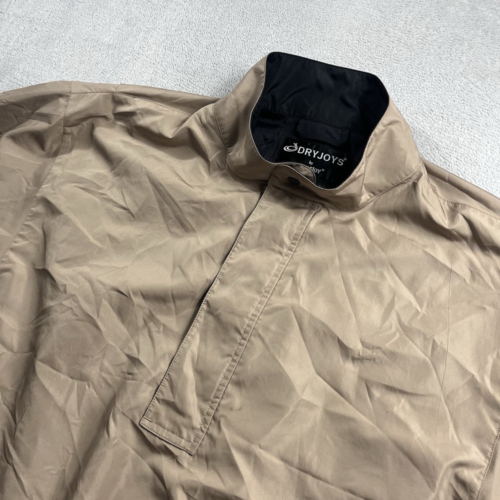 Footjoy Dryjoys Jacket Mens L Brown Golf Windbreaker Caped Zip Snap Front VTG